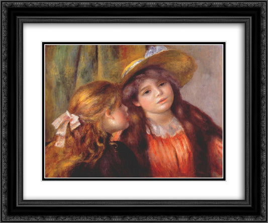 Two girls 24x20 Black Ornate Wood Framed Art Print Poster with Double Matting by Renoir, Pierre Auguste