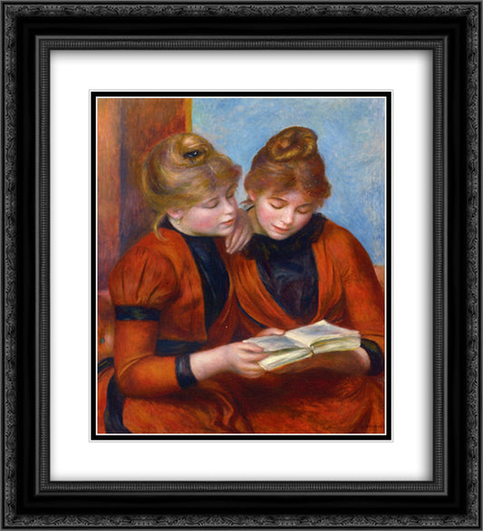 Two Sisters 20x22 Black Ornate Wood Framed Art Print Poster with Double Matting by Renoir, Pierre Auguste
