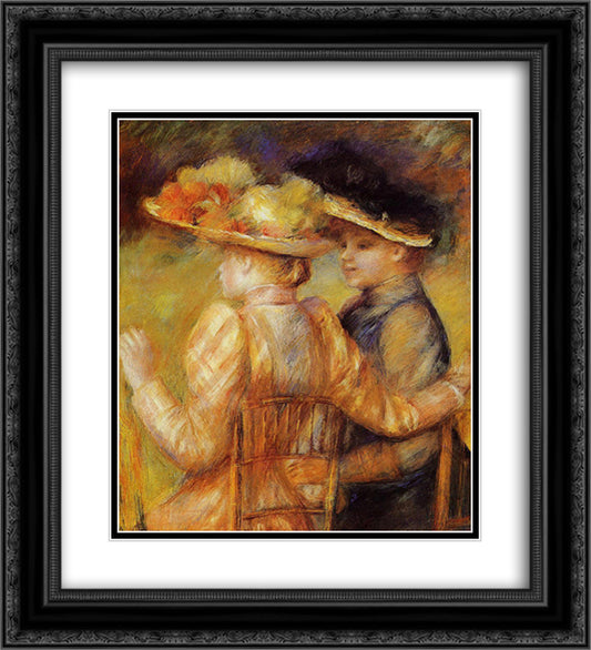 Two Women in a Garden 20x22 Black Ornate Wood Framed Art Print Poster with Double Matting by Renoir, Pierre Auguste