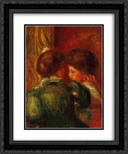 Two Women s Heads (The Loge) 20x24 Black Ornate Wood Framed Art Print Poster with Double Matting by Renoir, Pierre Auguste