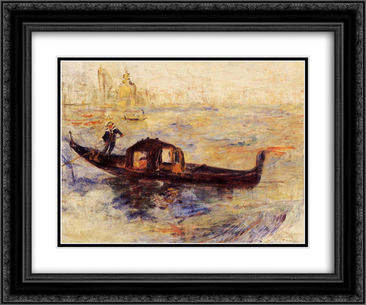 Venetian Gondola 24x20 Black Ornate Wood Framed Art Print Poster with Double Matting by Renoir, Pierre Auguste