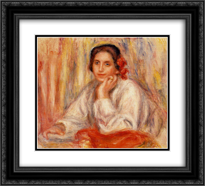 Vera Sertine Renoir 22x20 Black Ornate Wood Framed Art Print Poster with Double Matting by Renoir, Pierre Auguste