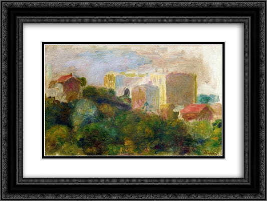 View from Renoir's Garden in Montmartre 24x18 Black Ornate Wood Framed Art Print Poster with Double Matting by Renoir, Pierre Auguste