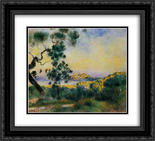 View of Antibes 22x20 Black Ornate Wood Framed Art Print Poster with Double Matting by Renoir, Pierre Auguste