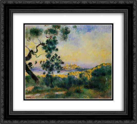 View of Antibes 22x20 Black Ornate Wood Framed Art Print Poster with Double Matting by Renoir, Pierre Auguste