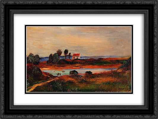 View of Brittany 24x18 Black Ornate Wood Framed Art Print Poster with Double Matting by Renoir, Pierre Auguste