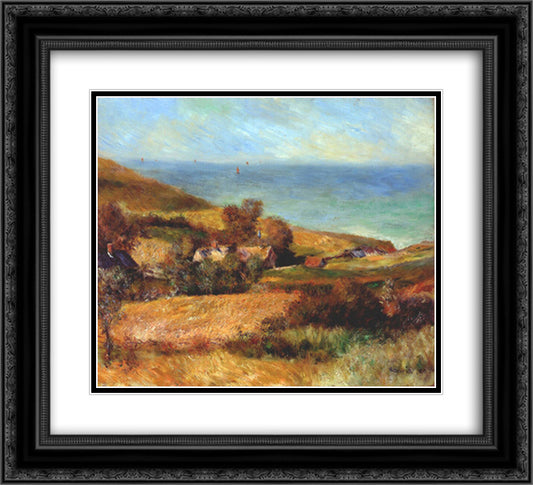 View of the normandy coast near wargemont 22x20 Black Ornate Wood Framed Art Print Poster with Double Matting by Renoir, Pierre Auguste