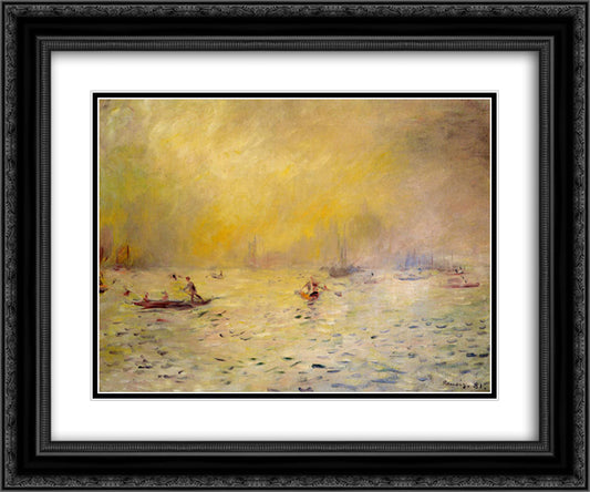View of Venice, Fog 24x20 Black Ornate Wood Framed Art Print Poster with Double Matting by Renoir, Pierre Auguste