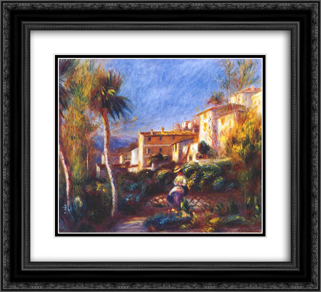 Villa de la poste at cagnes 22x20 Black Ornate Wood Framed Art Print Poster with Double Matting by Renoir, Pierre Auguste