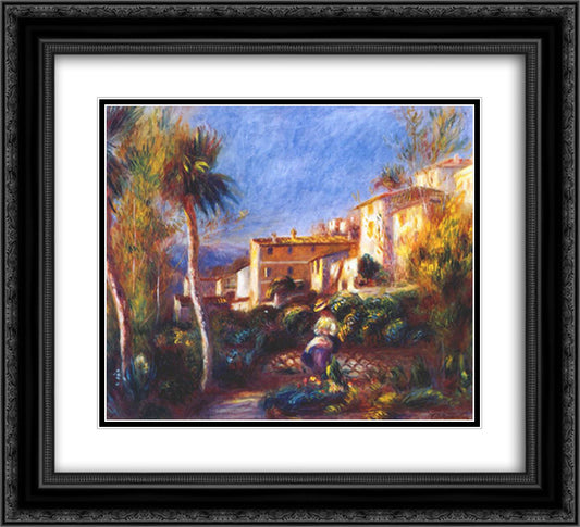 Villa de la poste at cagnes 22x20 Black Ornate Wood Framed Art Print Poster with Double Matting by Renoir, Pierre Auguste