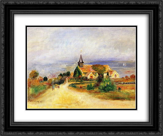 Village by the Sea 24x20 Black Ornate Wood Framed Art Print Poster with Double Matting by Renoir, Pierre Auguste
