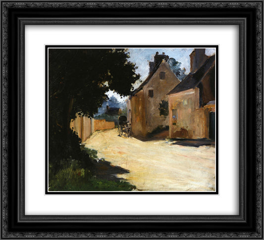 Village Street, Louveciennes 22x20 Black Ornate Wood Framed Art Print Poster with Double Matting by Renoir, Pierre Auguste