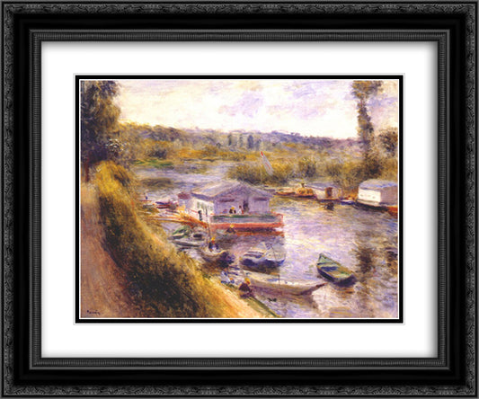 Washhouse at lower meudon 24x20 Black Ornate Wood Framed Art Print Poster with Double Matting by Renoir, Pierre Auguste