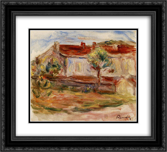 White House 22x20 Black Ornate Wood Framed Art Print Poster with Double Matting by Renoir, Pierre Auguste