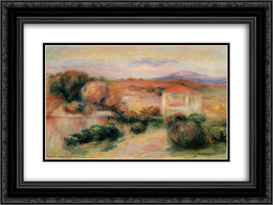 White Houses 24x18 Black Ornate Wood Framed Art Print Poster with Double Matting by Renoir, Pierre Auguste