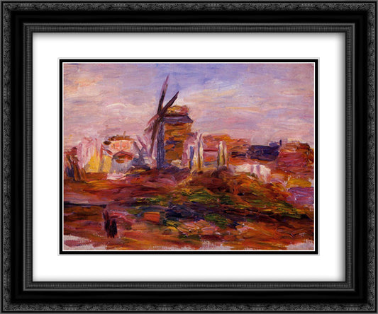 Windmill 24x20 Black Ornate Wood Framed Art Print Poster with Double Matting by Renoir, Pierre Auguste