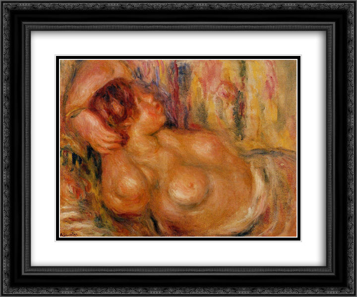 Woman At the Chest 24x20 Black Ornate Wood Framed Art Print Poster with Double Matting by Renoir, Pierre Auguste