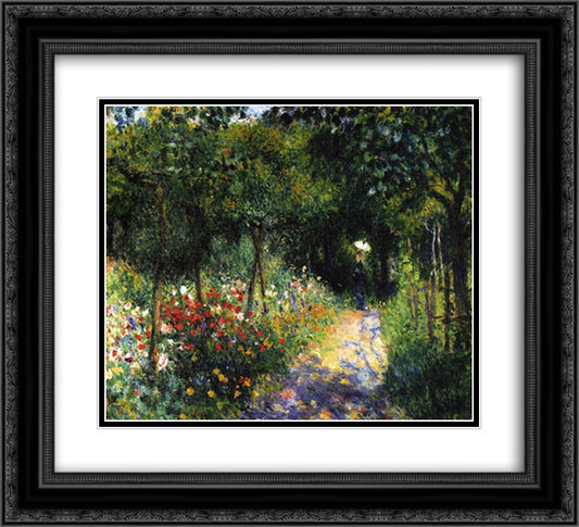Woman at the Garden 22x20 Black Ornate Wood Framed Art Print Poster with Double Matting by Renoir, Pierre Auguste