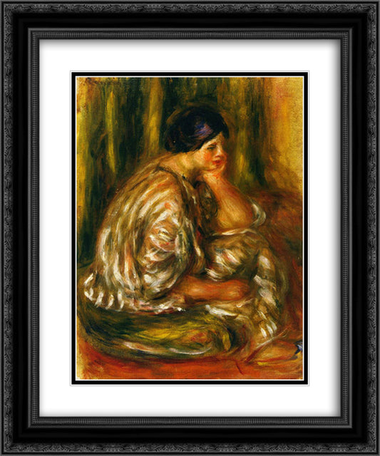 Woman in an Oriental Costume 20x24 Black Ornate Wood Framed Art Print Poster with Double Matting by Renoir, Pierre Auguste