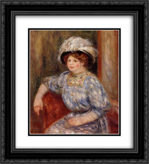 Woman in Blue 20x22 Black Ornate Wood Framed Art Print Poster with Double Matting by Renoir, Pierre Auguste