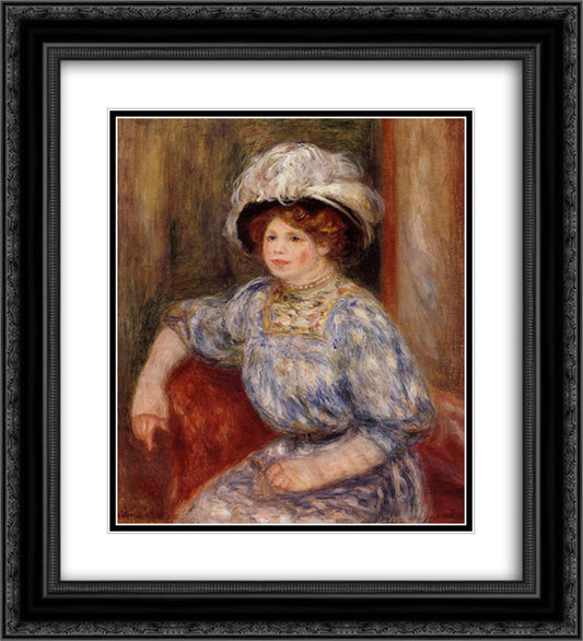 Woman in Blue 20x22 Black Ornate Wood Framed Art Print Poster with Double Matting by Renoir, Pierre Auguste