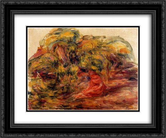 Woman in the Garden at Collettes 24x20 Black Ornate Wood Framed Art Print Poster with Double Matting by Renoir, Pierre Auguste