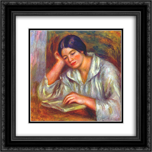Woman in white 20x20 Black Ornate Wood Framed Art Print Poster with Double Matting by Renoir, Pierre Auguste