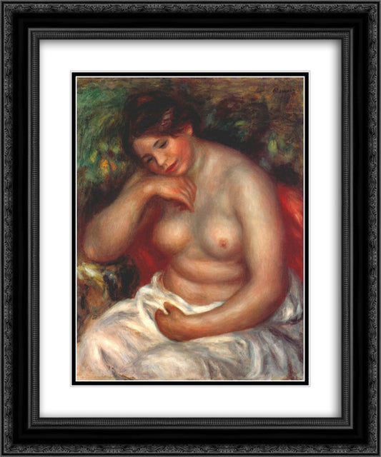 Woman sleeping 20x24 Black Ornate Wood Framed Art Print Poster with Double Matting by Renoir, Pierre Auguste