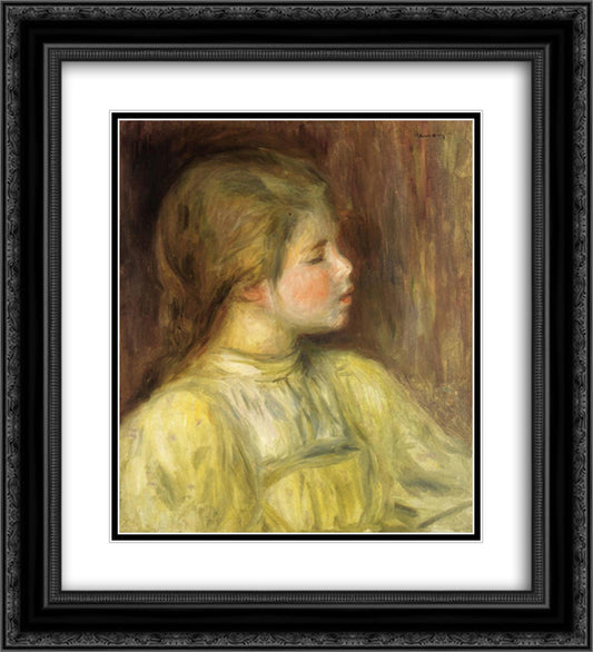 Woman`s Head, The Thinker 20x22 Black Ornate Wood Framed Art Print Poster with Double Matting by Renoir, Pierre Auguste