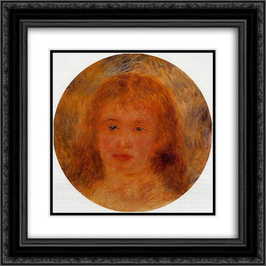 Woman`s Head (Jeanne Samary) 20x20 Black Ornate Wood Framed Art Print Poster with Double Matting by Renoir, Pierre Auguste