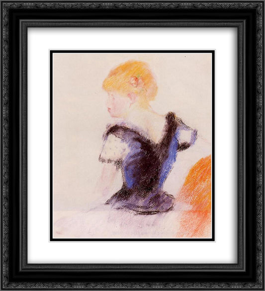 Young Blond Girl 20x22 Black Ornate Wood Framed Art Print Poster with Double Matting by Renoir, Pierre Auguste