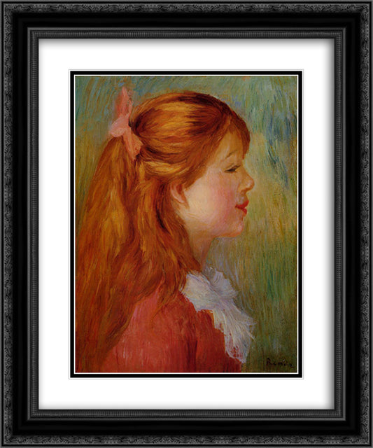 Young Girl with Long Hair in Profile 20x24 Black Ornate Wood Framed Art Print Poster with Double Matting by Renoir, Pierre Auguste