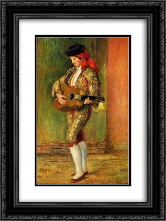 Young Guitarist Standing 18x24 Black Ornate Wood Framed Art Print Poster with Double Matting by Renoir, Pierre Auguste