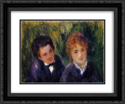Young Man and Young Woman 24x20 Black Ornate Wood Framed Art Print Poster with Double Matting by Renoir, Pierre Auguste