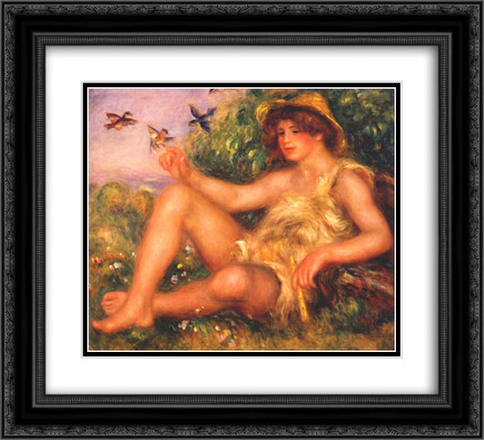 Young shepherd in repose (Alexander Thurneysson) 22x20 Black Ornate Wood Framed Art Print Poster with Double Matting by Renoir, Pierre Auguste