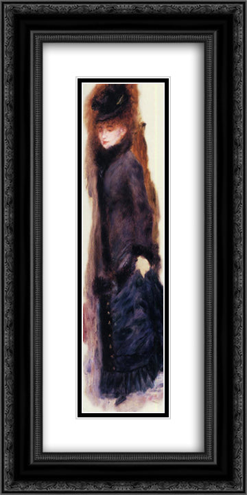 Young Woman Lifting Her Skirt 12x24 Black Ornate Wood Framed Art Print Poster with Double Matting by Renoir, Pierre Auguste