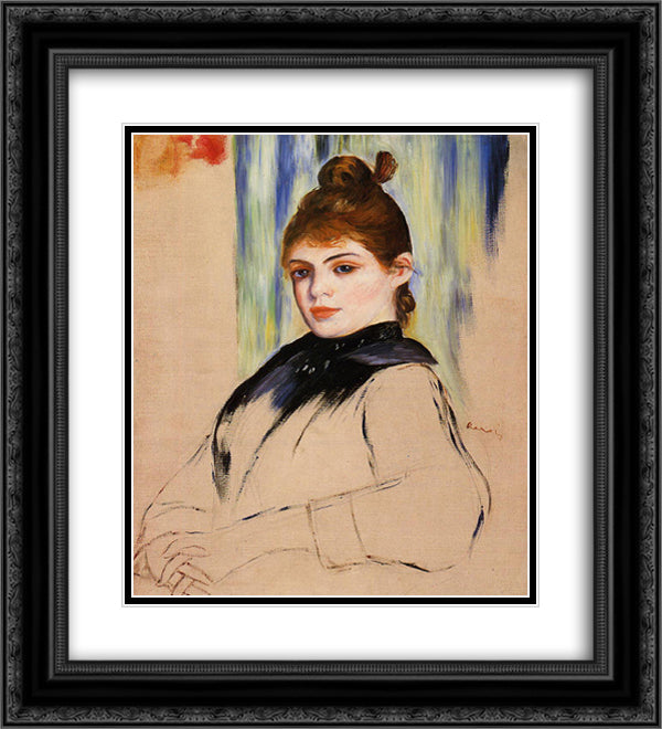 Young Woman with a Bun in Her Hair 20x22 Black Ornate Wood Framed Art Print Poster with Double Matting by Renoir, Pierre Auguste