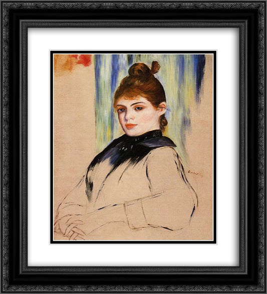 Young Woman with a Bun in Her Hair 20x22 Black Ornate Wood Framed Art Print Poster with Double Matting by Renoir, Pierre Auguste