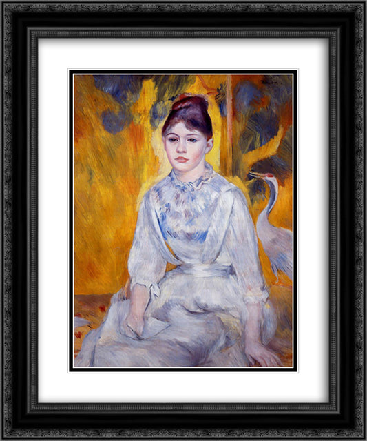 Young Woman with Crane 20x24 Black Ornate Wood Framed Art Print Poster with Double Matting by Renoir, Pierre Auguste