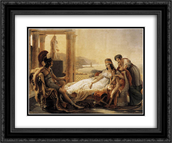 Aeneas tells Dido the misfortunes of the Trojan city 24x20 Black Ornate Wood Framed Art Print Poster with Double Matting by Guerin, Pierre Narcisse