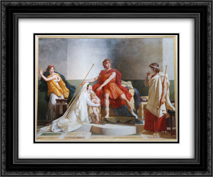 Andromache and Pyrrhus 24x20 Black Ornate Wood Framed Art Print Poster with Double Matting by Guerin, Pierre Narcisse