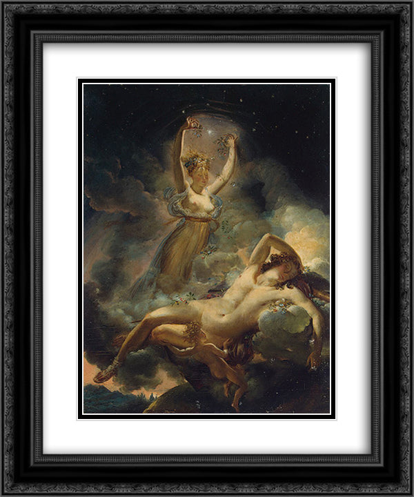 Aurora and Cephalus 2 20x24 Black Ornate Wood Framed Art Print Poster with Double Matting by Guerin, Pierre Narcisse