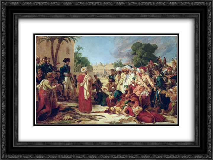 Bonaparte in Cairo 24x18 Black Ornate Wood Framed Art Print Poster with Double Matting by Guerin, Pierre Narcisse