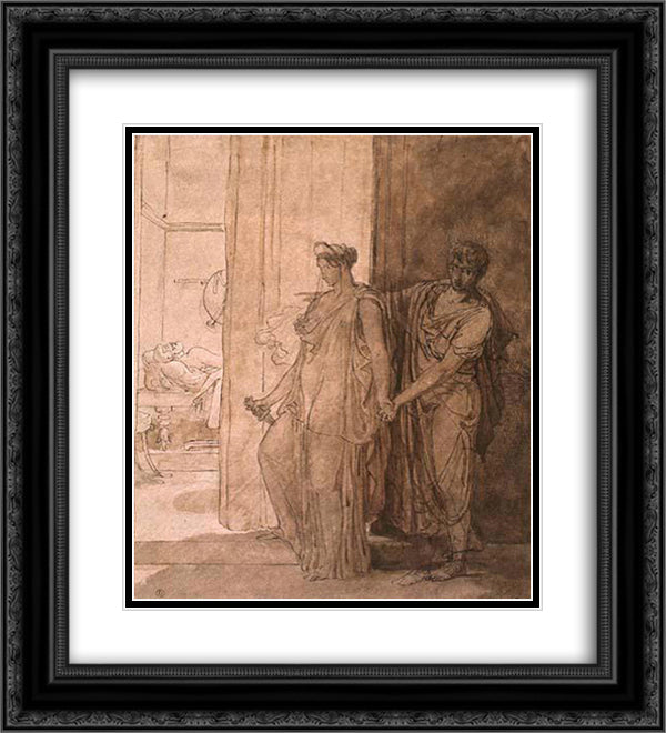 Clytemnestra hesitates before killing the-sleeping agamemnon 20x22 Black Ornate Wood Framed Art Print Poster with Double Matting by Guerin, Pierre Narcisse