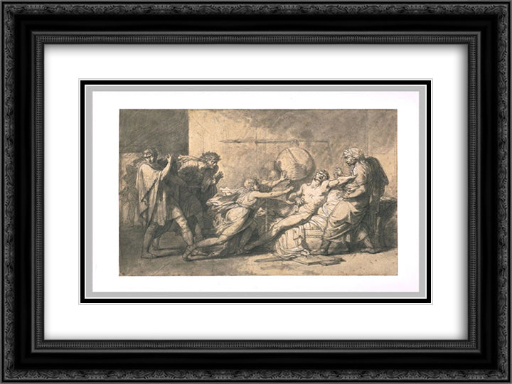 Death of Cato of Utica 24x18 Black Ornate Wood Framed Art Print Poster with Double Matting by Guerin, Pierre Narcisse