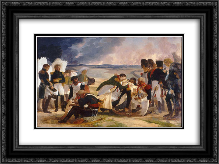 Death of Marshal Lannes, Duke of Montebello 24x18 Black Ornate Wood Framed Art Print Poster with Double Matting by Guerin, Pierre Narcisse