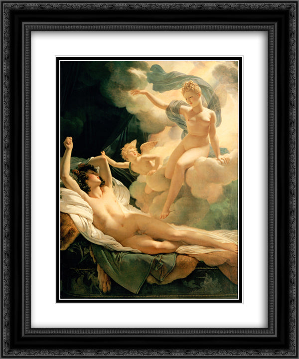 Morpheus and Iris 20x24 Black Ornate Wood Framed Art Print Poster with Double Matting by Guerin, Pierre Narcisse