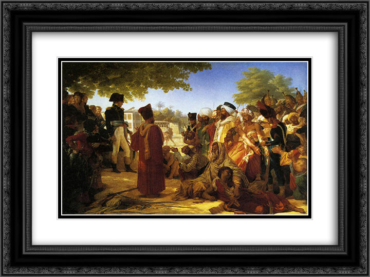 Napoleon Bonaparte Pardoning the Rebels at Cairo 24x18 Black Ornate Wood Framed Art Print Poster with Double Matting by Guerin, Pierre Narcisse