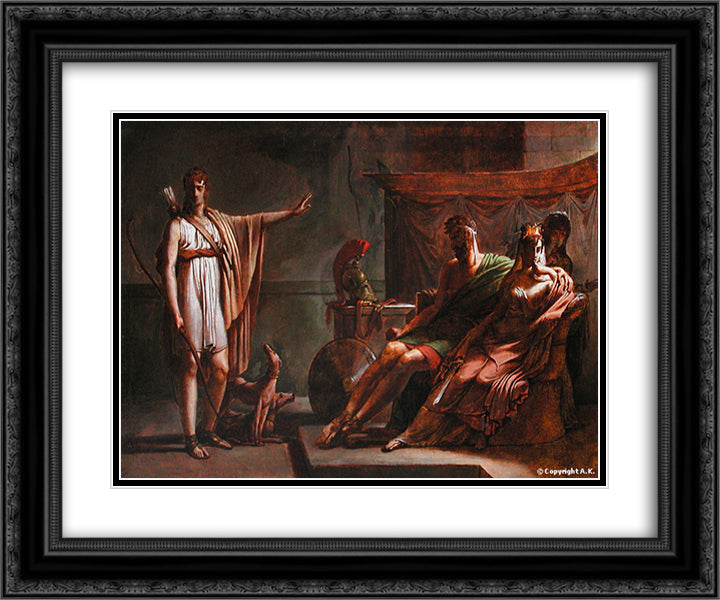 Phaedra and Hippolytus 24x20 Black Ornate Wood Framed Art Print Poster with Double Matting by Guerin, Pierre Narcisse