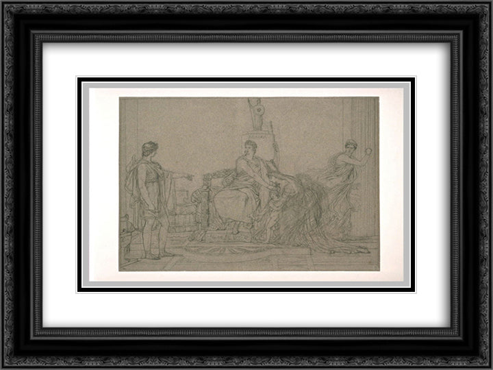 Pyrrhus and Andromache 24x18 Black Ornate Wood Framed Art Print Poster with Double Matting by Guerin, Pierre Narcisse